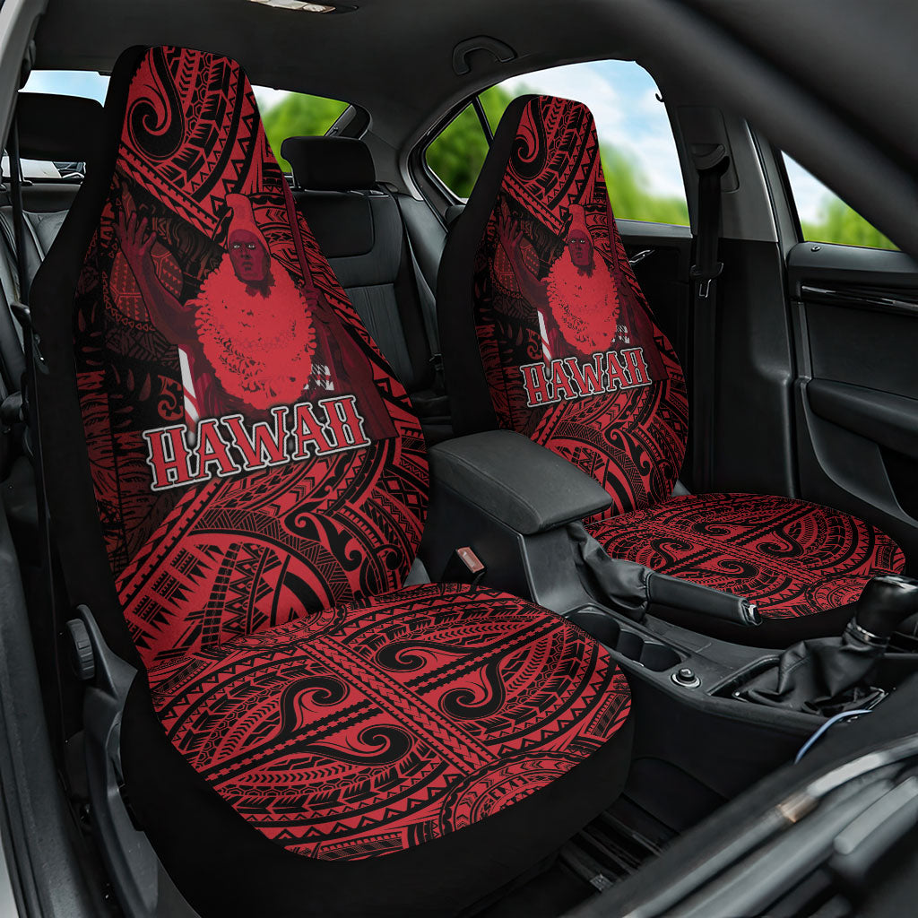 Hawaii King Kamehameha Car Seat Cover With Hawaiian Ipu Motifs Red Version