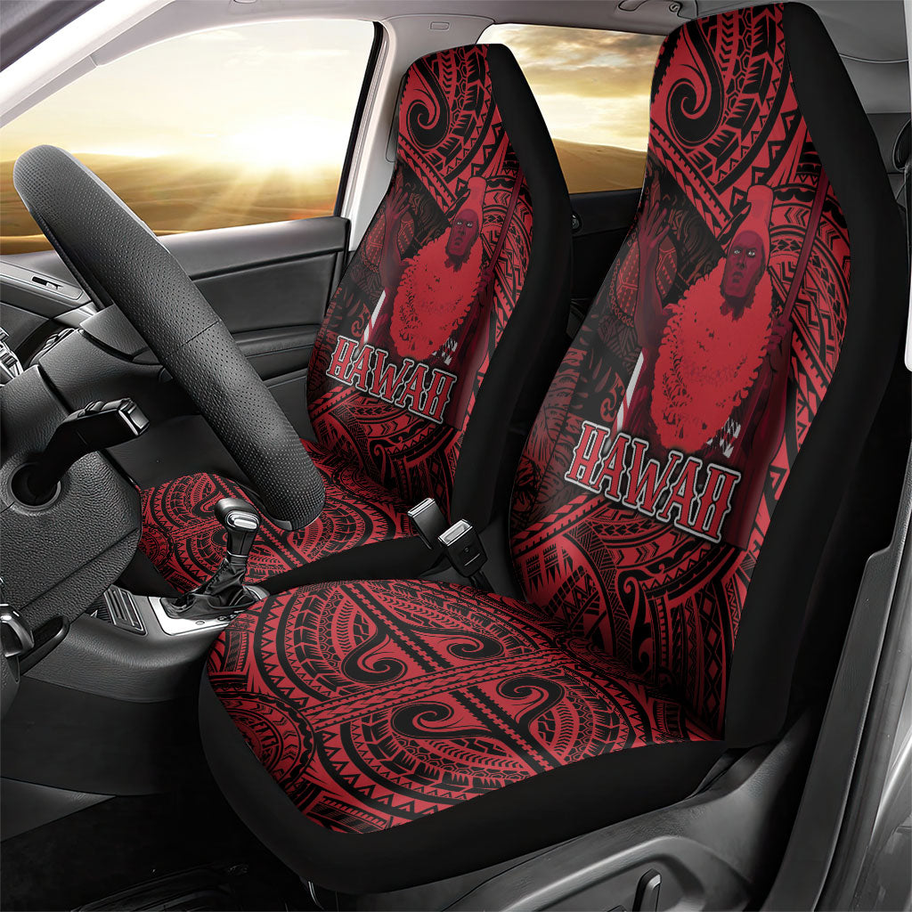 Hawaii King Kamehameha Car Seat Cover With Hawaiian Ipu Motifs Red Version