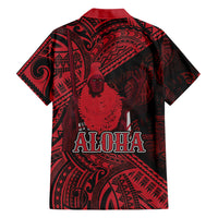 Hawaii King Kamehameha Family Matching Long Sleeve Bodycon Dress and Hawaiian Shirt With Hawaiian Ipu Motifs Red Version LT05 - Polynesian Pride