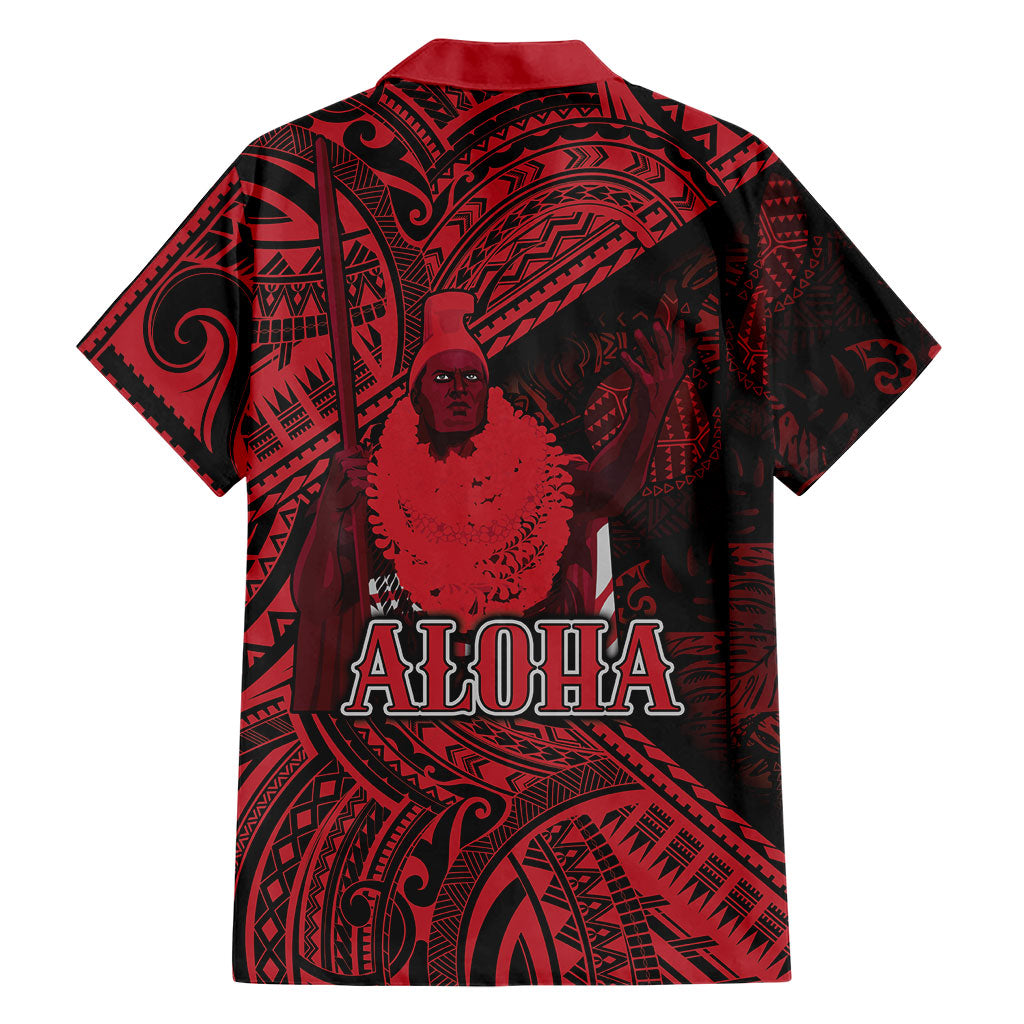 Hawaii King Kamehameha Family Matching Short Sleeve Bodycon Dress and Hawaiian Shirt With Hawaiian Ipu Motifs Red Version LT05 - Polynesian Pride
