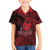 Hawaii King Kamehameha Family Matching Summer Maxi Dress and Hawaiian Shirt With Hawaiian Ipu Motifs Red Version LT05 Son's Shirt Red - Polynesian Pride