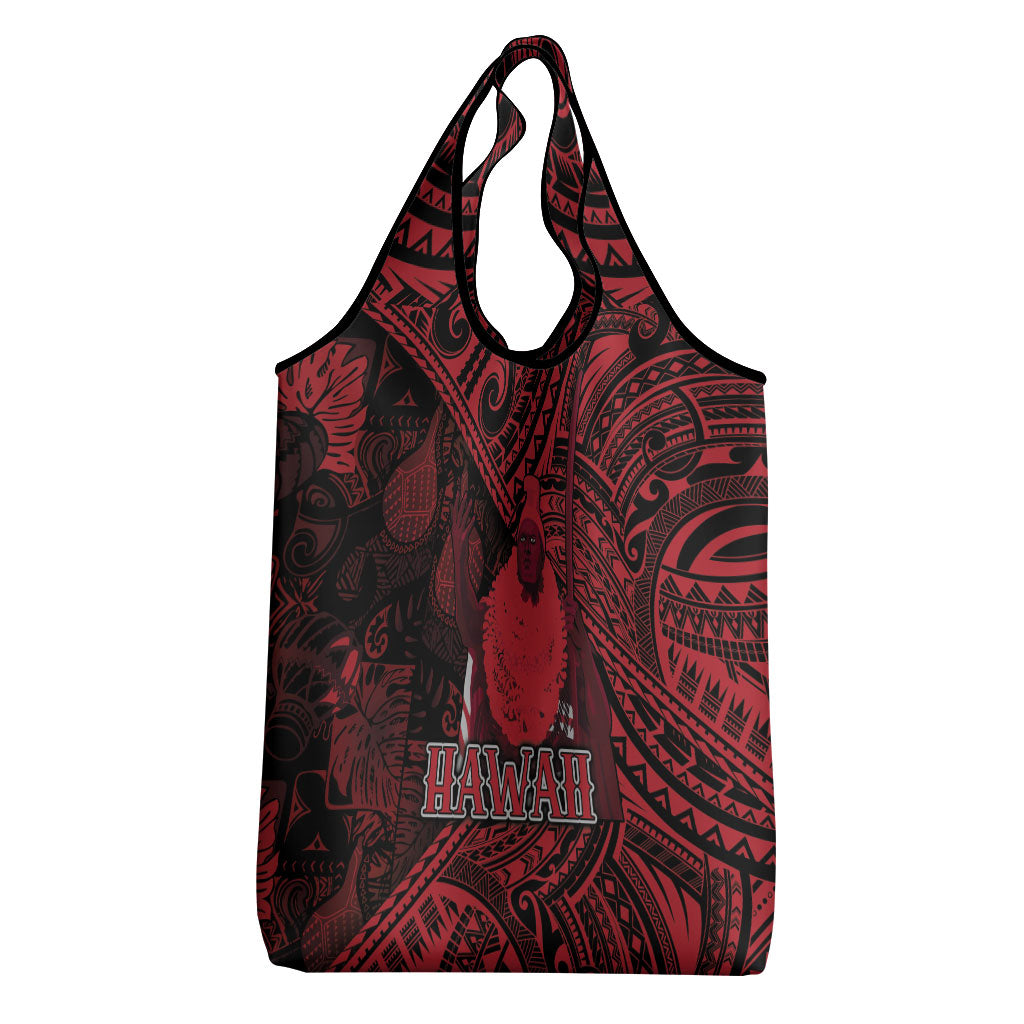Hawaii King Kamehameha Grocery Bag With Hawaiian Ipu Motifs Red Version
