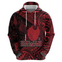 Hawaii King Kamehameha Hoodie With Hawaiian Ipu Motifs Red Version