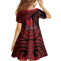 Hawaii King Kamehameha Kid Short Sleeve Dress With Hawaiian Ipu Motifs Red Version