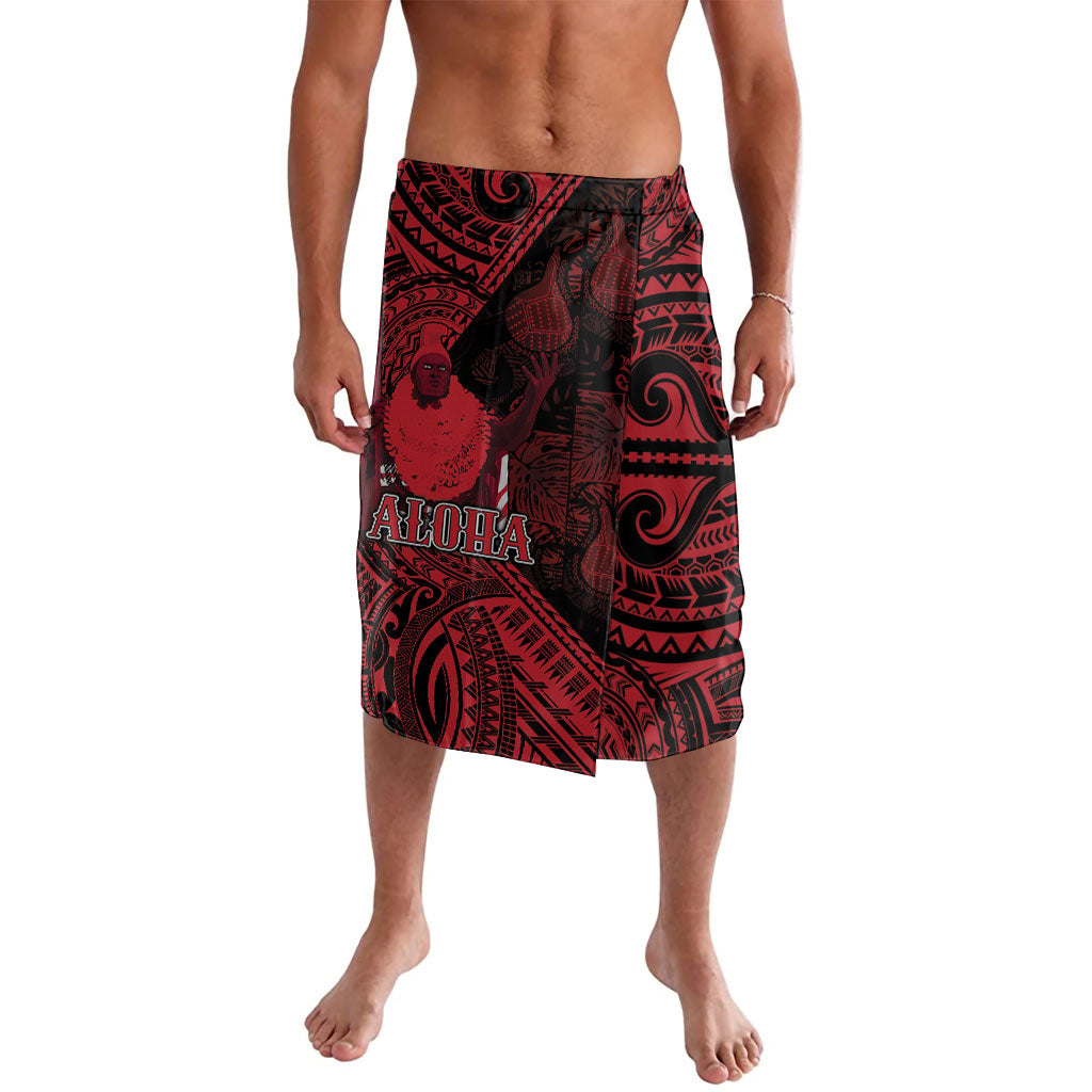 Hawaii King Kamehameha Lavalava With Hawaiian Ipu Motifs Red Version