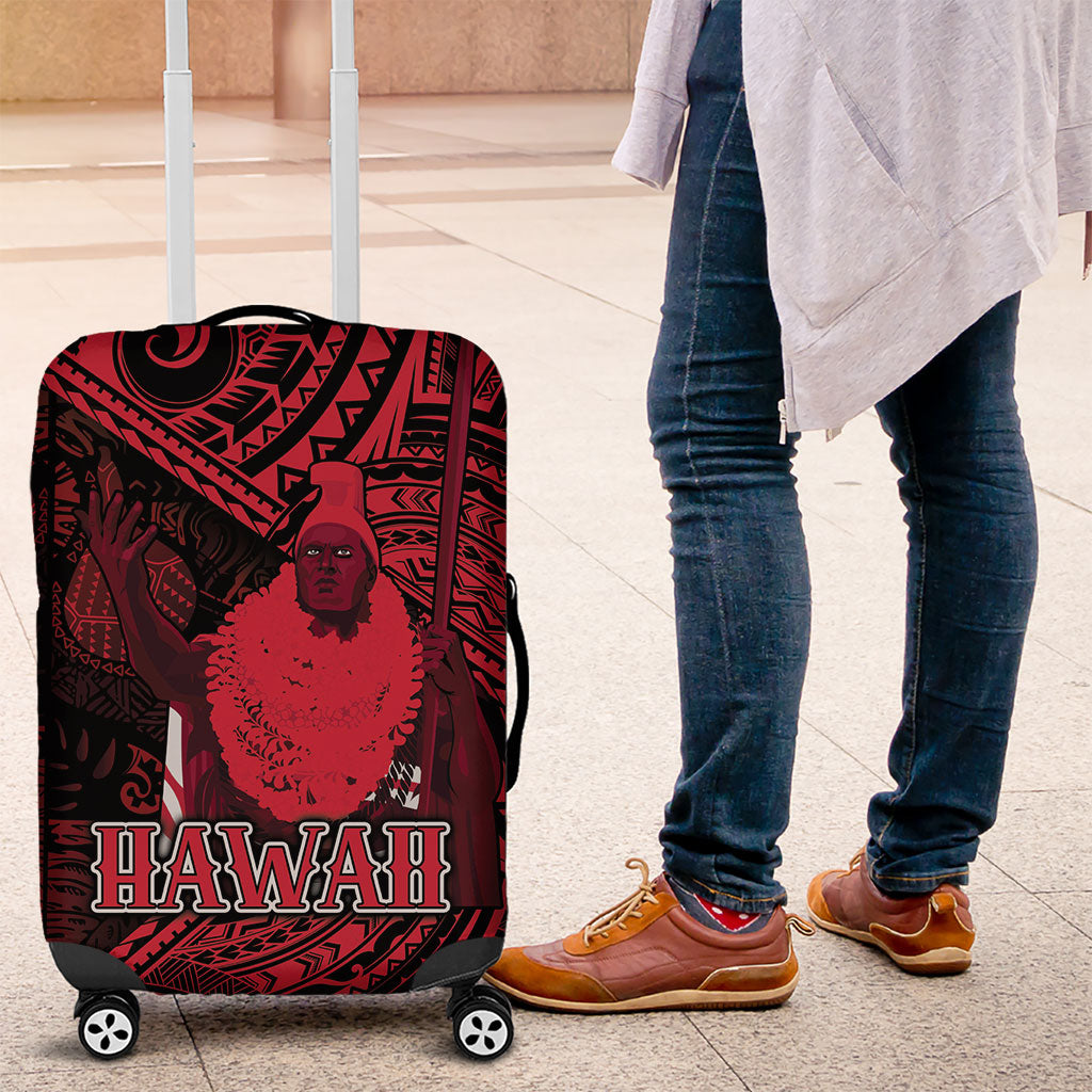 Hawaii King Kamehameha Luggage Cover With Hawaiian Ipu Motifs Red Version