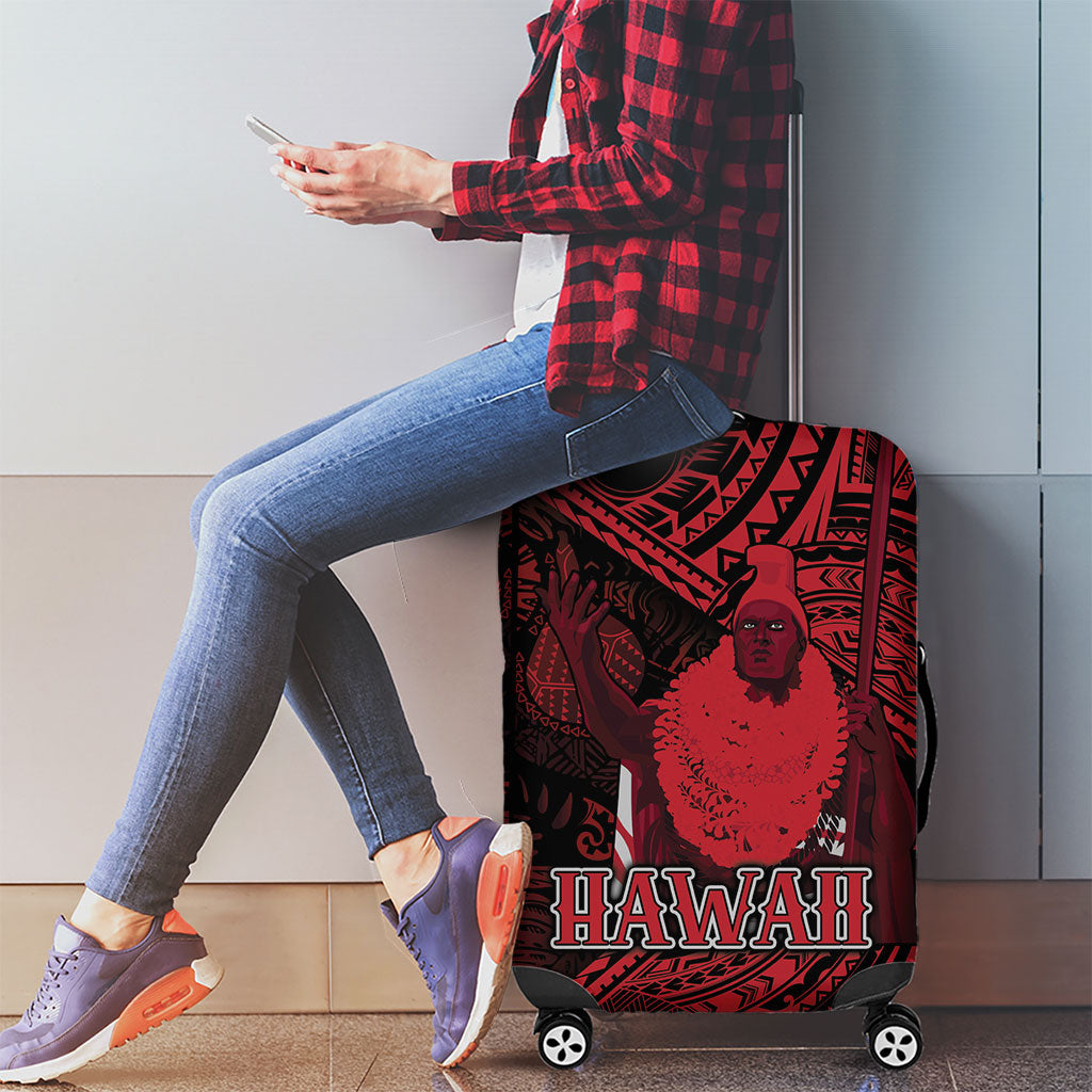 Hawaii King Kamehameha Luggage Cover With Hawaiian Ipu Motifs Red Version