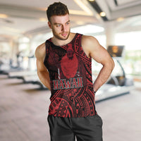 Hawaii King Kamehameha Men Tank Top With Hawaiian Ipu Motifs Red Version