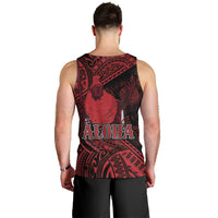 Hawaii King Kamehameha Men Tank Top With Hawaiian Ipu Motifs Red Version