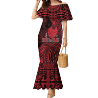 Hawaii King Kamehameha Mermaid Dress With Hawaiian Ipu Motifs Red Version