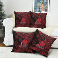Hawaii King Kamehameha Pillow Cover With Hawaiian Ipu Motifs Red Version