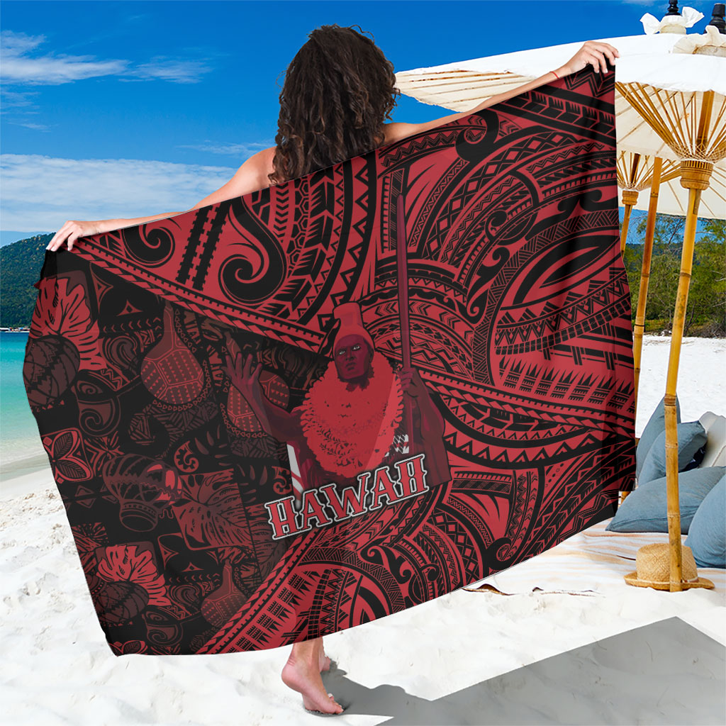 Hawaii King Kamehameha Sarong With Hawaiian Ipu Motifs Red Version