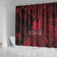 Hawaii King Kamehameha Shower Curtain With Hawaiian Ipu Motifs Red Version