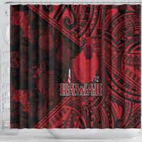 Hawaii King Kamehameha Shower Curtain With Hawaiian Ipu Motifs Red Version