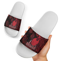 Hawaii King Kamehameha Slide Sandals With Hawaiian Ipu Motifs Red Version