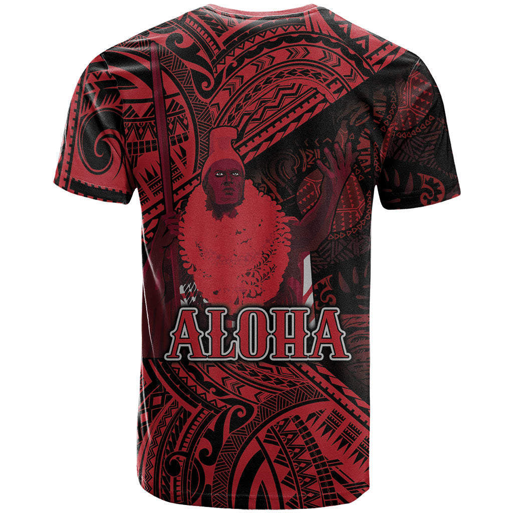Hawaii King Kamehameha T Shirt With Hawaiian Ipu Motifs Red Version