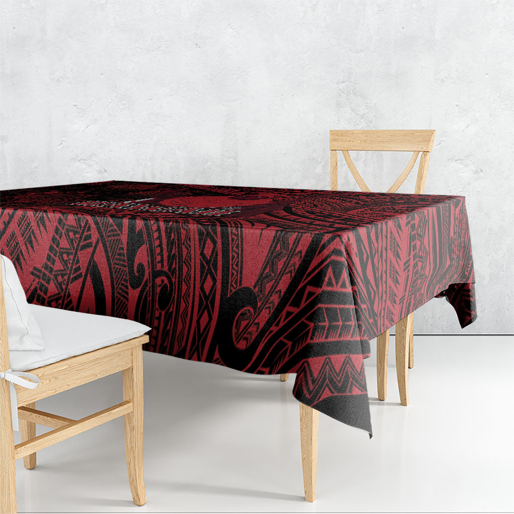 Hawaii King Kamehameha Tablecloth With Hawaiian Ipu Motifs Red Version