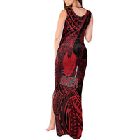 Hawaii King Kamehameha Tank Maxi Dress With Hawaiian Ipu Motifs Red Version