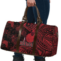 Hawaii King Kamehameha Travel Bag With Hawaiian Ipu Motifs Red Version