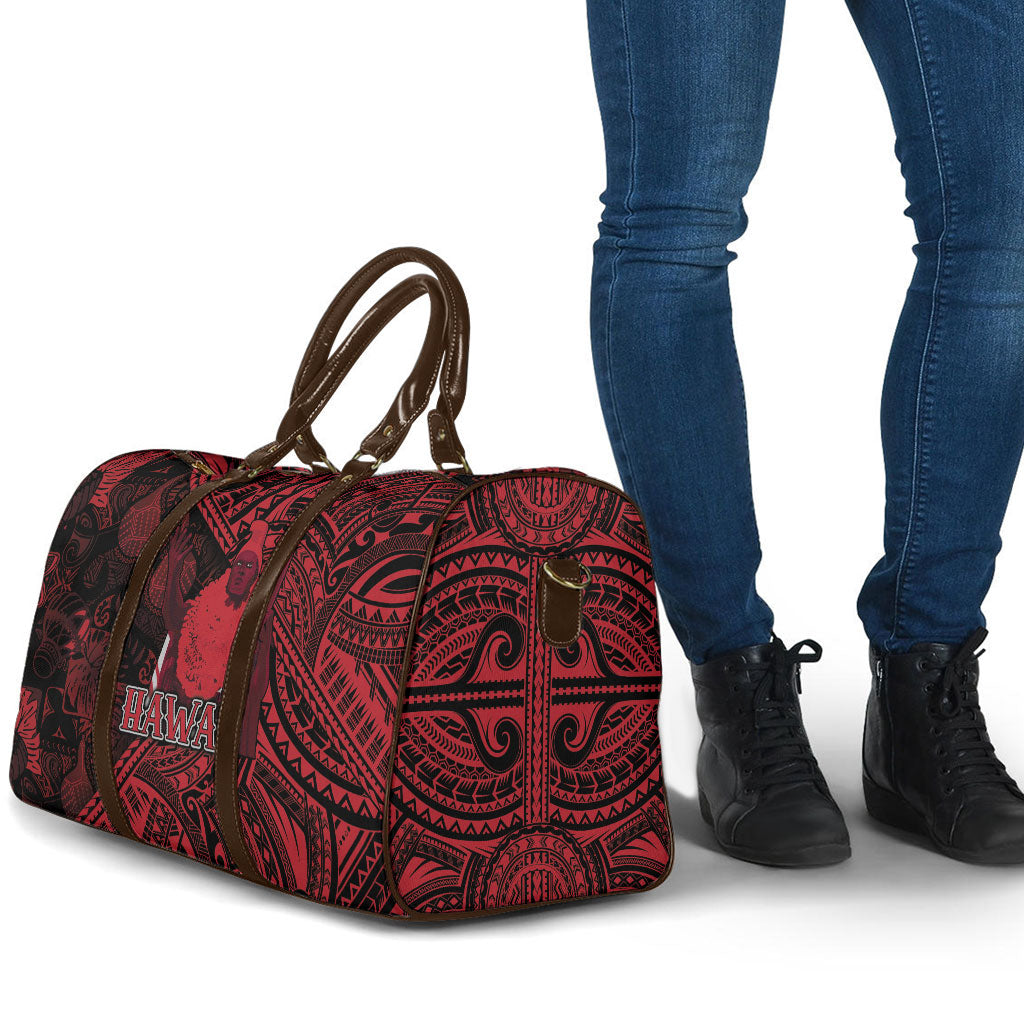 Hawaii King Kamehameha Travel Bag With Hawaiian Ipu Motifs Red Version