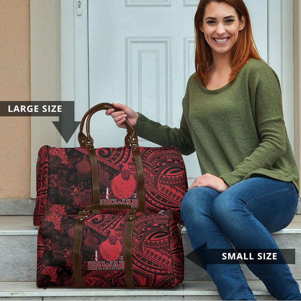Hawaii King Kamehameha Travel Bag With Hawaiian Ipu Motifs Red Version