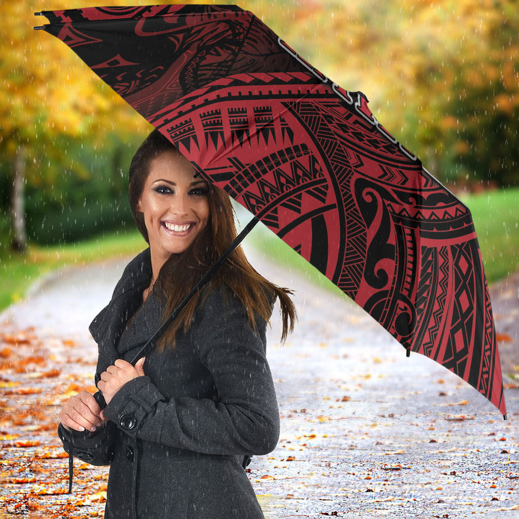 Hawaii King Kamehameha Umbrella With Hawaiian Ipu Motifs Red Version