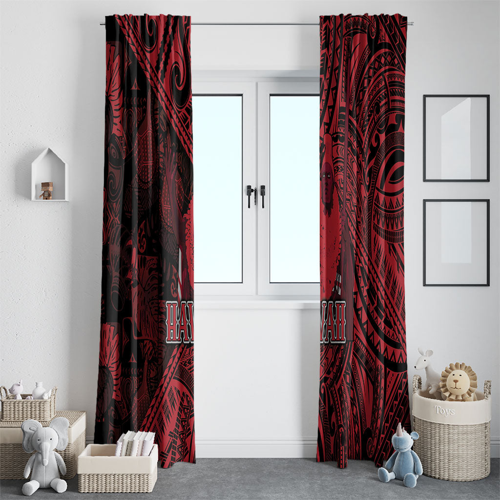 Hawaii King Kamehameha Window Curtain With Hawaiian Ipu Motifs Red Version