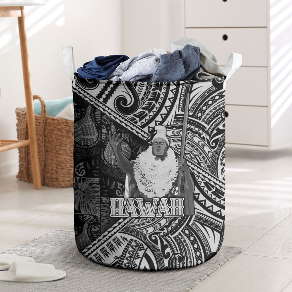 Hawaii King Kamehameha Laundry Basket With Hawaiian Ipu Motifs Black Version