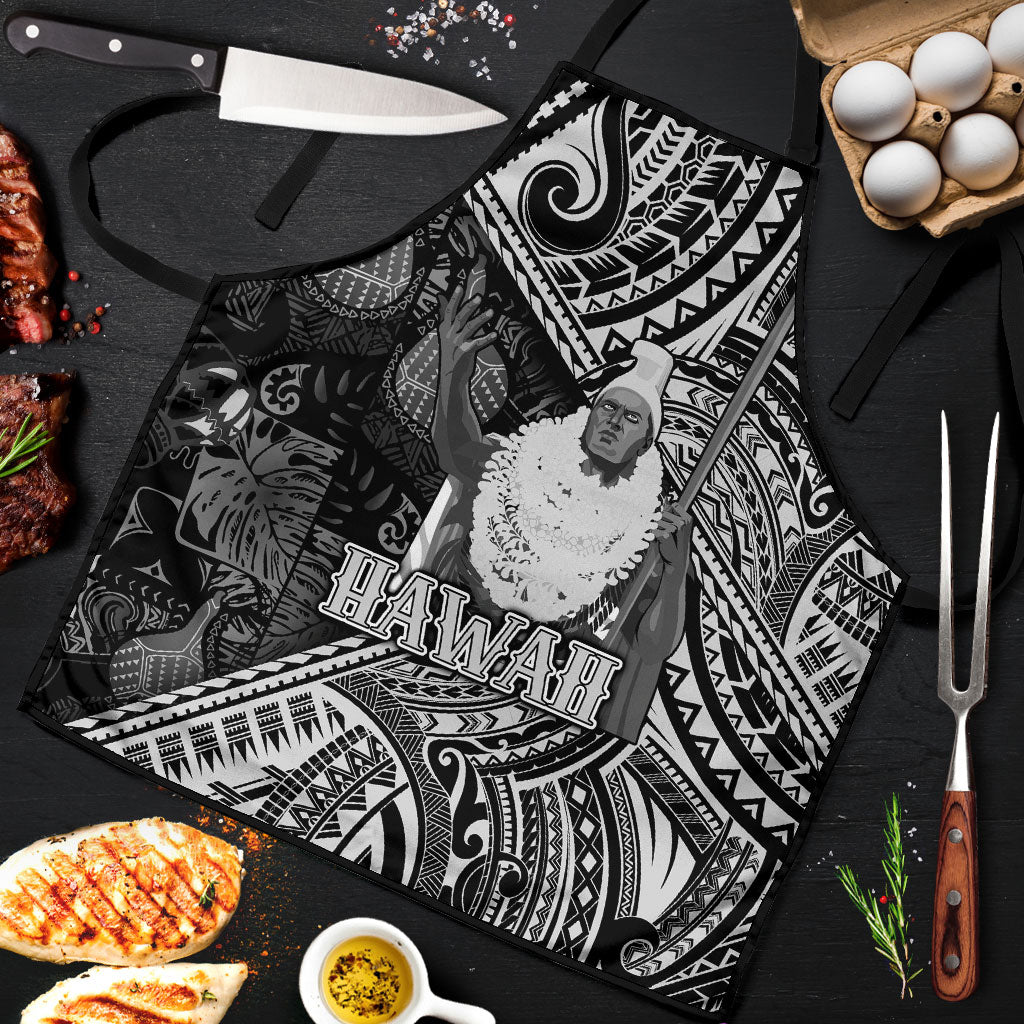 Hawaii King Kamehameha Apron With Hawaiian Ipu Motifs Black Version