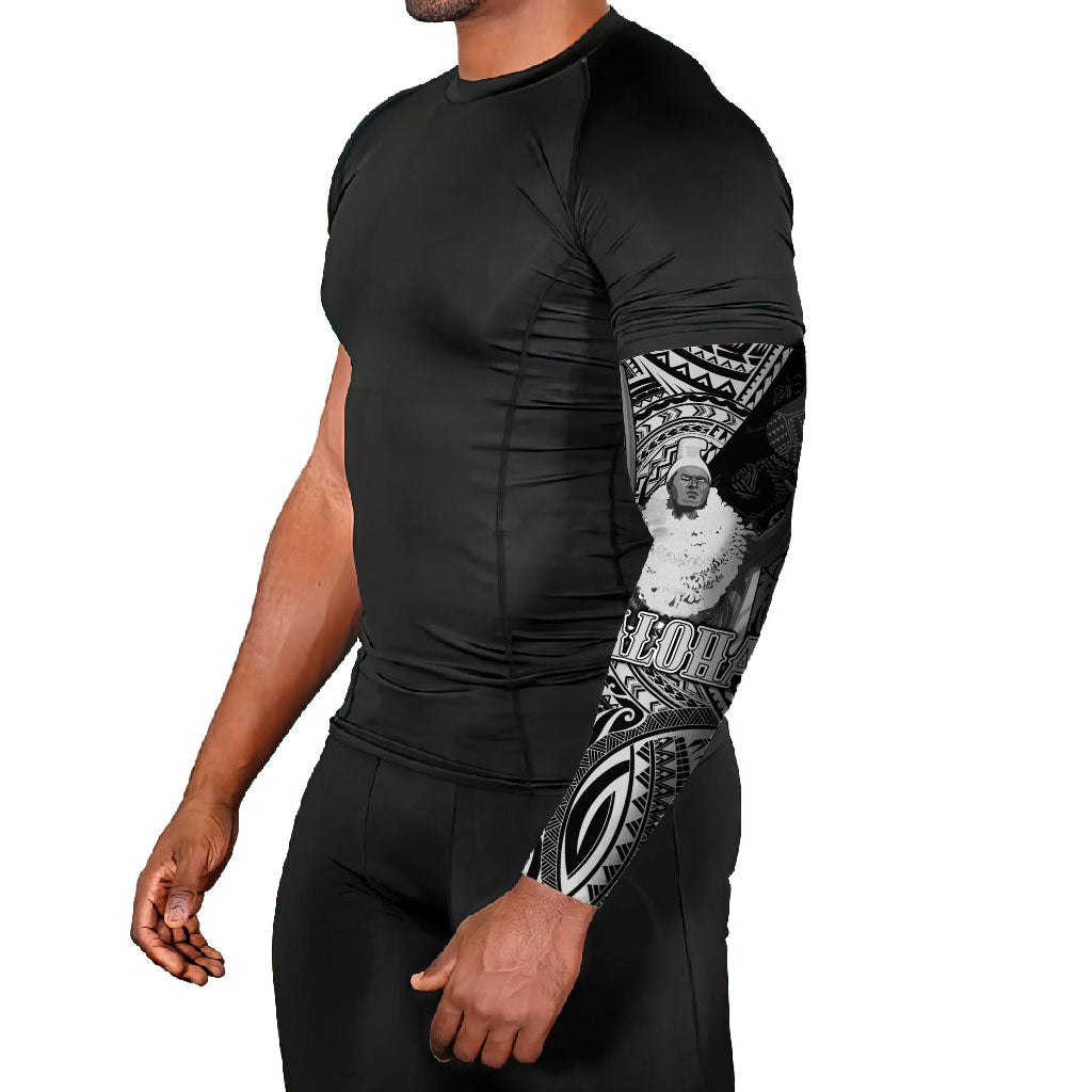 Hawaii King Kamehameha Arm Sleeves With Hawaiian Ipu Motifs Black Version