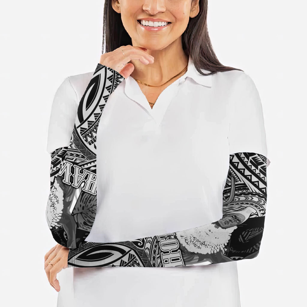 Hawaii King Kamehameha Arm Sleeves With Hawaiian Ipu Motifs Black Version