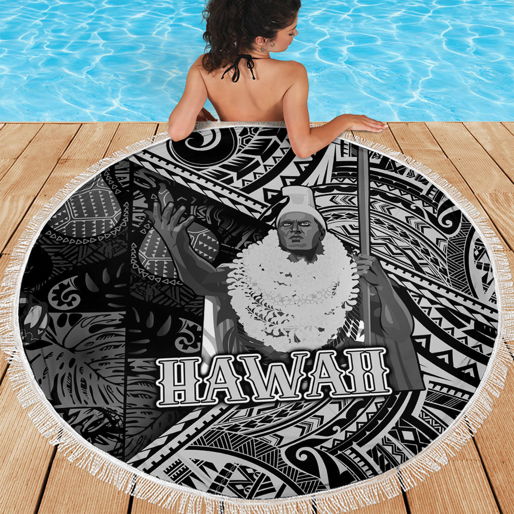Hawaii King Kamehameha Beach Blanket With Hawaiian Ipu Motifs Black Version