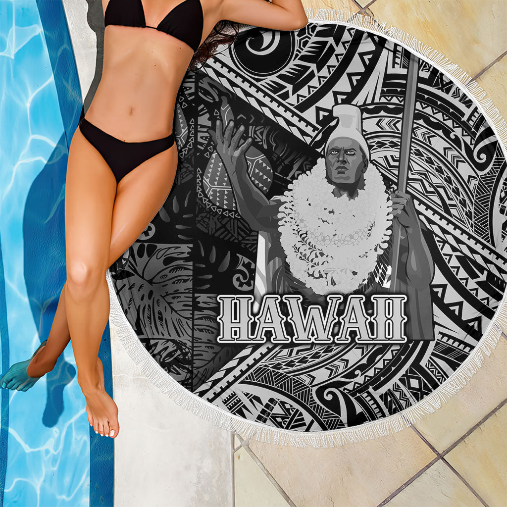 Hawaii King Kamehameha Beach Blanket With Hawaiian Ipu Motifs Black Version