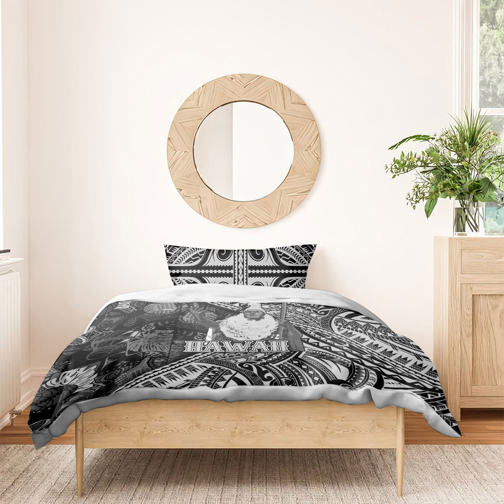 Hawaii King Kamehameha Bedding Set With Hawaiian Ipu Motifs Black Version