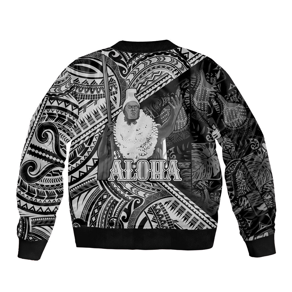 Hawaii King Kamehameha Bomber Jacket With Hawaiian Ipu Motifs Black Version