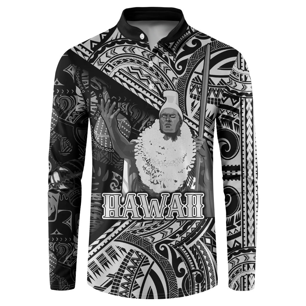 Hawaii King Kamehameha Button Sweatshirt With Hawaiian Ipu Motifs Black Version