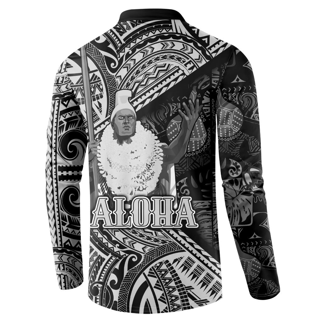 Hawaii King Kamehameha Button Sweatshirt With Hawaiian Ipu Motifs Black Version