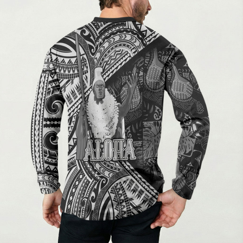 Hawaii King Kamehameha Button Sweatshirt With Hawaiian Ipu Motifs Black Version