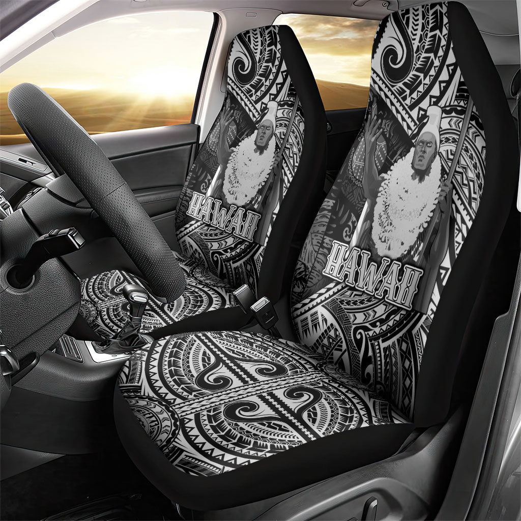 Hawaii King Kamehameha Car Seat Cover With Hawaiian Ipu Motifs Black Version