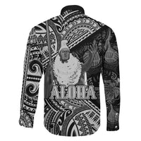 Hawaii King Kamehameha Family Matching Long Sleeve Bodycon Dress and Hawaiian Shirt With Hawaiian Ipu Motifs Black Version LT05 - Polynesian Pride