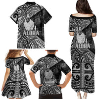 Hawaii King Kamehameha Family Matching Puletasi and Hawaiian Shirt With Hawaiian Ipu Motifs Black Version LT05 - Polynesian Pride