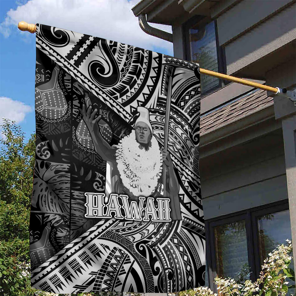 Hawaii King Kamehameha Garden Flag With Hawaiian Ipu Motifs Black Version