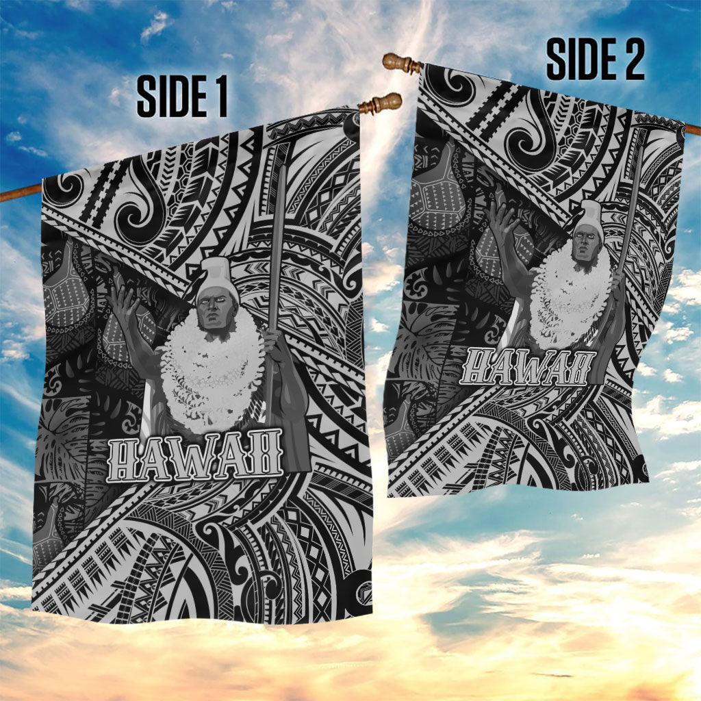 Hawaii King Kamehameha Garden Flag With Hawaiian Ipu Motifs Black Version