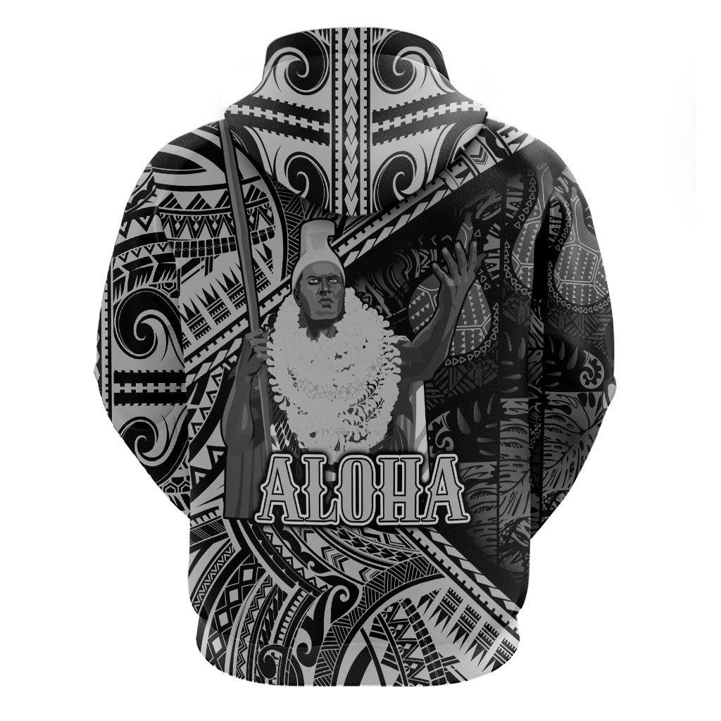 Hawaii King Kamehameha Hoodie With Hawaiian Ipu Motifs Black Version