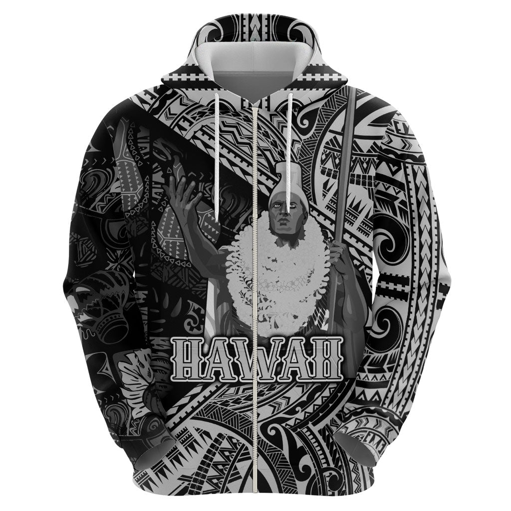 Hawaii King Kamehameha Hoodie With Hawaiian Ipu Motifs Black Version