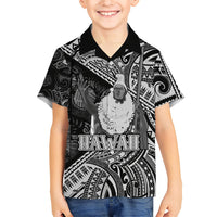Hawaii King Kamehameha Kid Hawaiian Shirt With Hawaiian Ipu Motifs Black Version