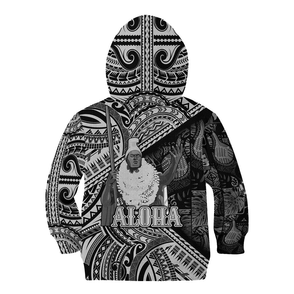 Hawaii King Kamehameha Kid Hoodie With Hawaiian Ipu Motifs Black Version