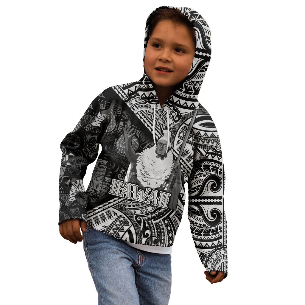 Hawaii King Kamehameha Kid Hoodie With Hawaiian Ipu Motifs Black Version