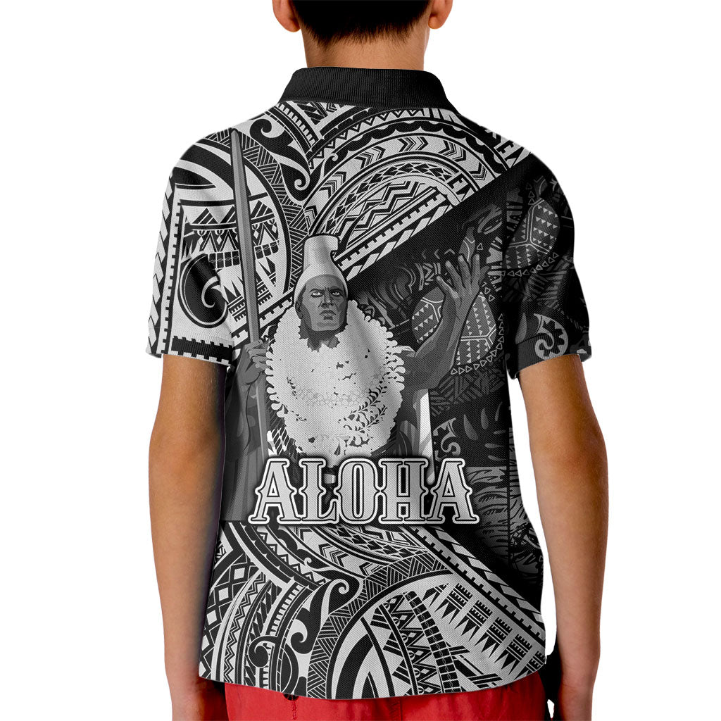 Hawaii King Kamehameha Kid Polo Shirt With Hawaiian Ipu Motifs Black Version