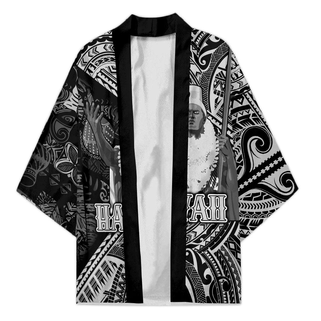 Hawaii King Kamehameha Kimono With Hawaiian Ipu Motifs Black Version